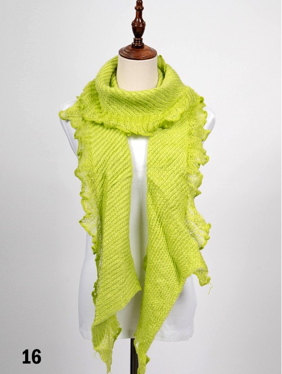 Long Knitted Ruffle Scarf